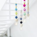 Suspension wow lamp aveva design perles bois laine vert bleu