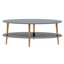 table basse ovale 2 plateaux grise bois ragaba ovo