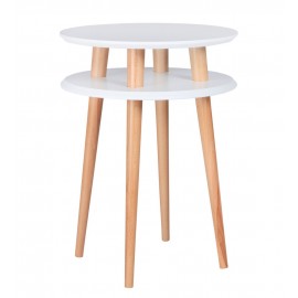 Table d appoint ronde 2 plateaux blanche bois ragaba ufo