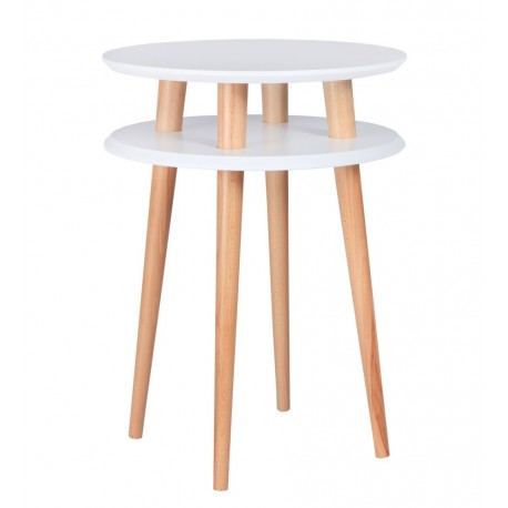 Table d appoint ronde 2 plateaux blanche bois ragaba ufo