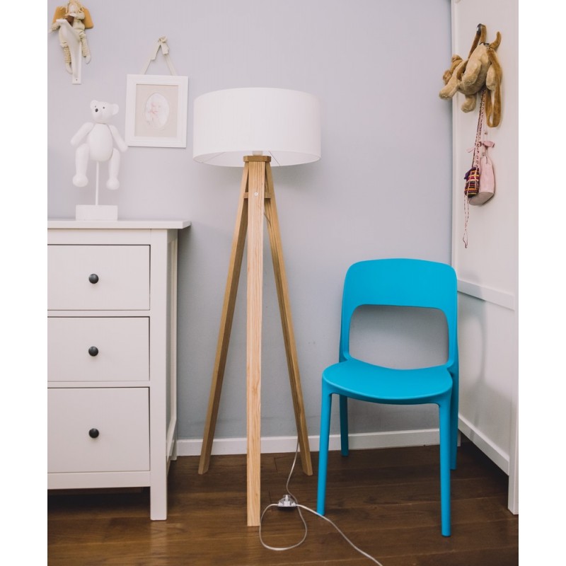 lampe trepied bois - Lampe sur pied & abat-jour blanc – IdeaLampe