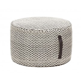 Pouf rond noir écru motif chevron Hübsch