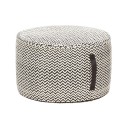 Pouf rond noir et blanc motif chevron hubsch