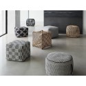 Pouf rond noir et blanc motif chevron hubsch