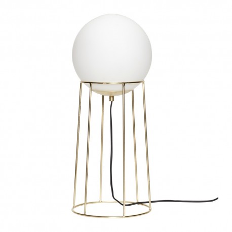 Lampadaire boule verre blanc laiton design retro hubsch