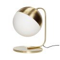 Lampe a poser boule verre blanc opalin laiton hubsch