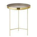 Table d appoint ronde metal dore plateau taupe bloomingville tray