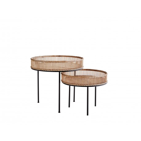 Set de 2 tables basses rondes bambou metal madam stoltz