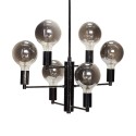 Suspension design multiple métal noir 6 ampoules led gris fume Hübsch