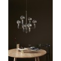 Suspension design multiple métal noir 6 ampoules led gris fume Hübsch