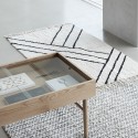 Tapis rectangulaire blanc trait noir coton franges Hübsch