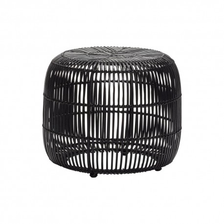 Tabouret rond en rotin noir hubsch