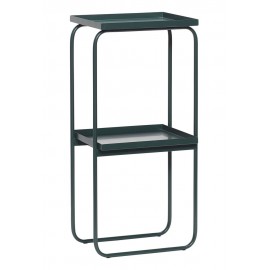 hubsch console carree metal vert mat double plateau