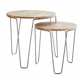 Set de 2 tables basses rondes épurées bois Madam Stoltz