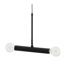 madam stoltz suspension barre metal noir 2 ampoules