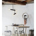 madam stoltz suspension barre metal noir 2 ampoules