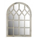 Miroir fenêtre arrondie bois blanc vieilli Versa