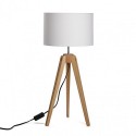 Lampe de table trepied bois abat jour blanc versa kaur