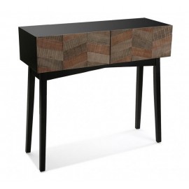 Table console contemporaine 2 tiroirs bois noir Versa