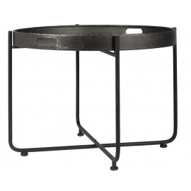 table basse ronde plateau metal noir vieilli campagne chic ib laursen