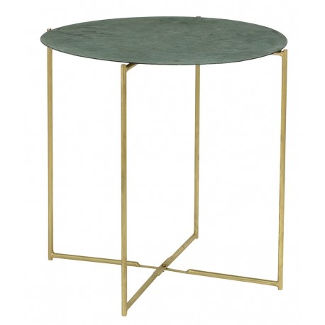 Table basse ronde laiton metal vert bloomingville leaf