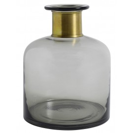 Vase bouteille verre gris bande dorée Nordal Ring