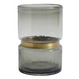 nordal ring vase verre souffle gris bande doree