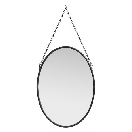 nordal miroir ovale vintage metal noir avec chaine