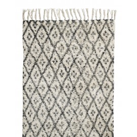 Langer schwarz-weißer Teppich mit Rautenmuster Nordal 110 x 170 cm