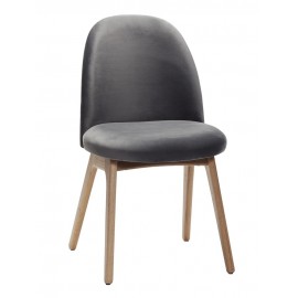 Skandinavischer Stuhl aus grauem Samt-Eichenholz Hübsch