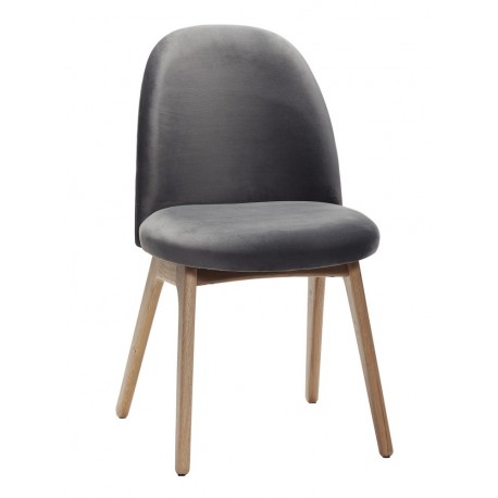 hubsch chaise grise velours bois de chene