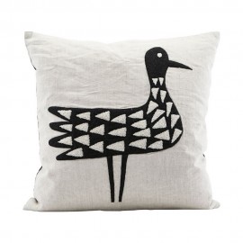 Housse de coussin carrée coton lin House Doctor Bird