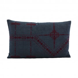 Housse de coussin rectangulaire coton lin bleu House Doctor Inka