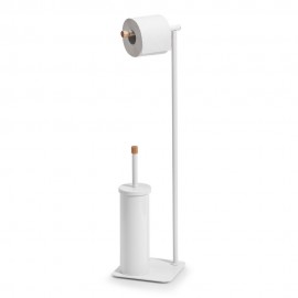 porte papier toilette et porte brosse wc metal blanc zeller