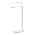 porte serviette a poser metal blanc bois de hevea zeller