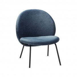 Hübsch Design-Sessel aus schwarzem Metall und blauem Samt