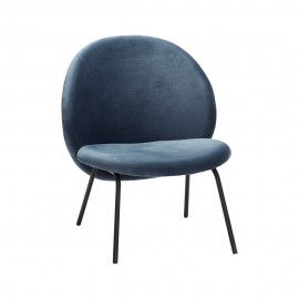 Fauteuil design métal noir velours bleu Hübsch