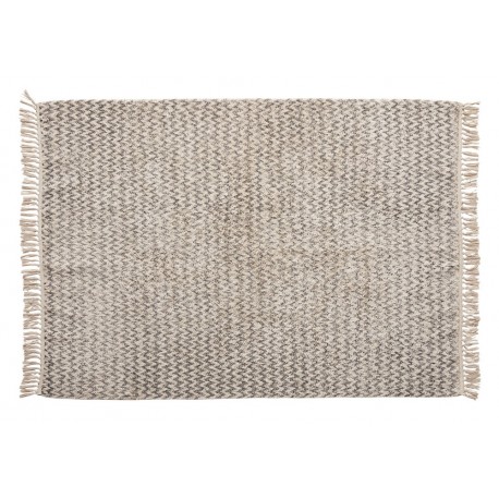 hubsch tapis coton tisse gris blanc 127 x 180 cm