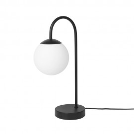 Lampe de table art déco bras métal noir boule blanche Broste Copenhagen Caspa