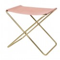 broste copenhagen nola tabouret pliable toile rose metal laiton