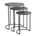 3 tables basses gigognes rondes métal noir Madam Stoltz