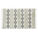 madam stoltz tapis coton blanc ecru noir motifs esprit berbere franges