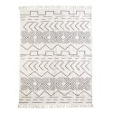 Tapis coton blanc écru noir motifs géométriques Madam Stoltz 160 x 230 cm