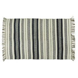 tapis rayures noir blanc ecru jute madam stoltz 120 x 180 cm