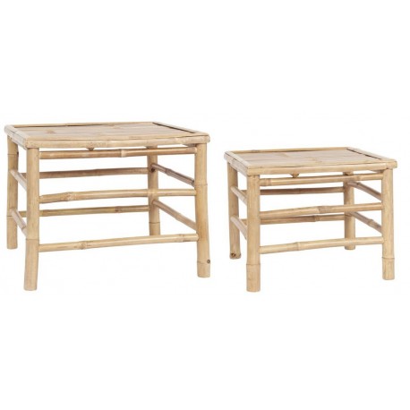 set de 2 tables basses carrees bois bambou ib laursen