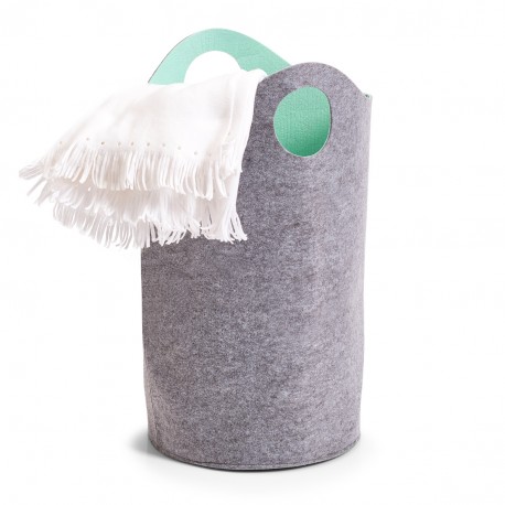 panier a linge en feutrine gris aqua zeller