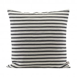 Housse de coussin lin rayé gris noir House Doctor 60 x 60 cm