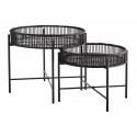 madam stoltz tables basses rondes gigognes bambou noir metal