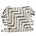 Housse de coussin franges laine blanc noir Madam Stoltz 50 x 50 cm