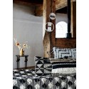 madam stoltz housse de coussin franges laine blanc noir 50 x 50 cm